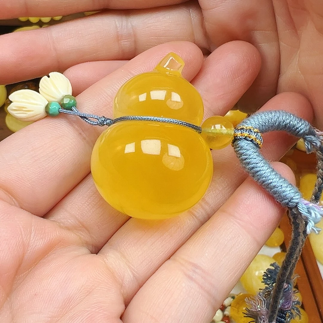 裸石琥珀未镶嵌蜜蜡葫芦