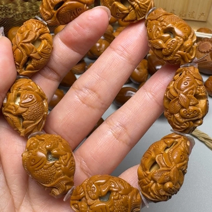 橄榄核手串/手链鱼戏莲花