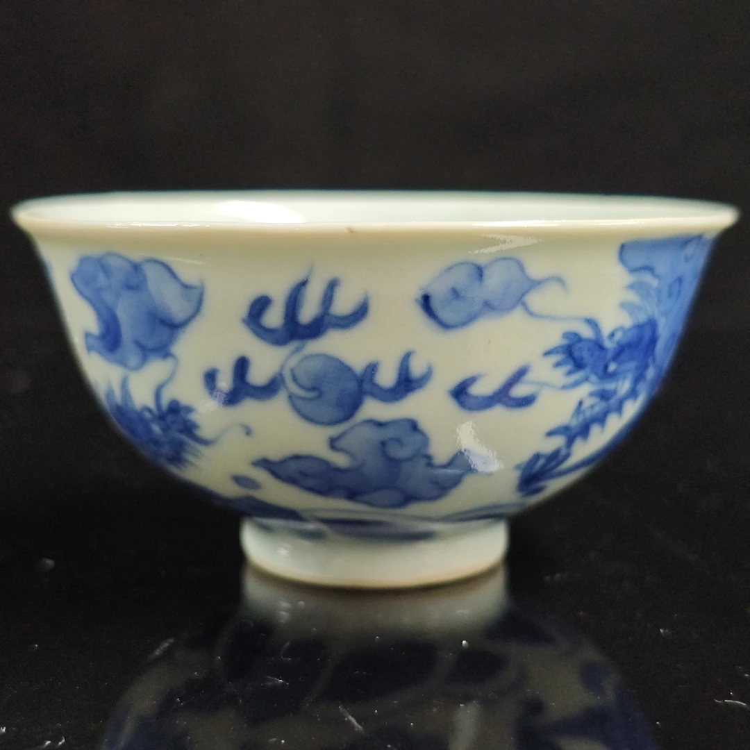 晚清 青花穿云龙压手杯MA-0049