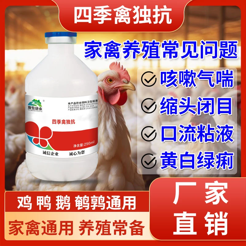四季禽独抗250ml装鸡鸭鹅鹌鹑鸽子鸵鸟健康养殖通用混合型添加剂