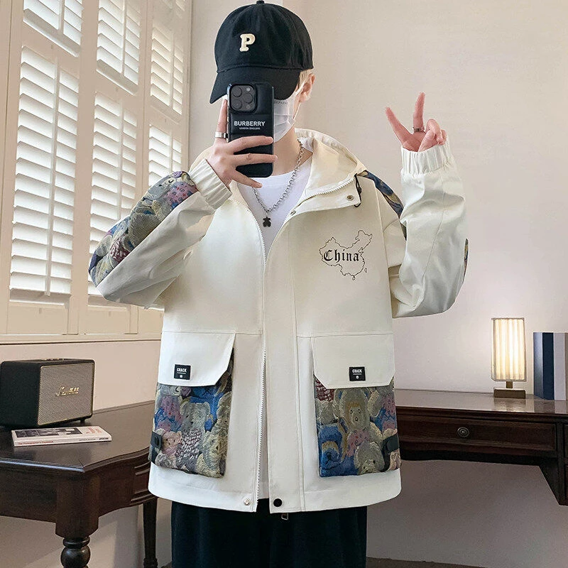 2025春秋装新款韩版潮流青少年学生夹克男士休闲印花外套618款单