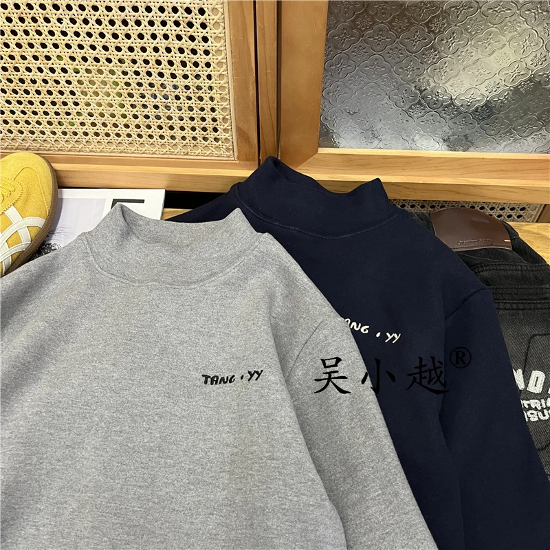 吴小越w1862男童圆领加绒卫衣秋冬新款韩版宽松儿童上衣男孩冬装