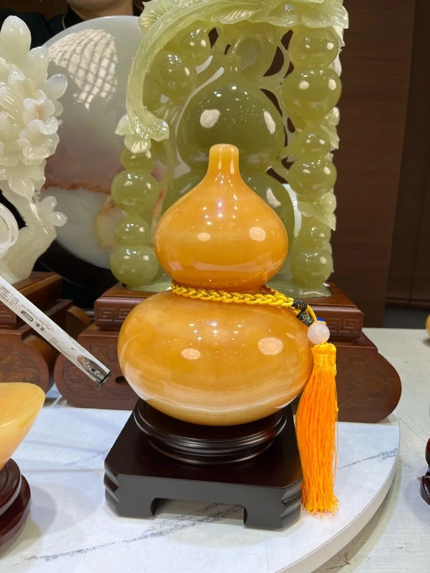 精品天然玉石葫芦摆件
