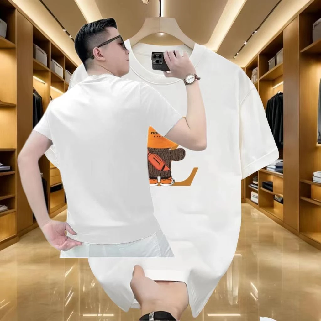 2025新款夏季休闲短袖印花时尚男士潮流百搭纯棉欧货潮流轻奢T恤