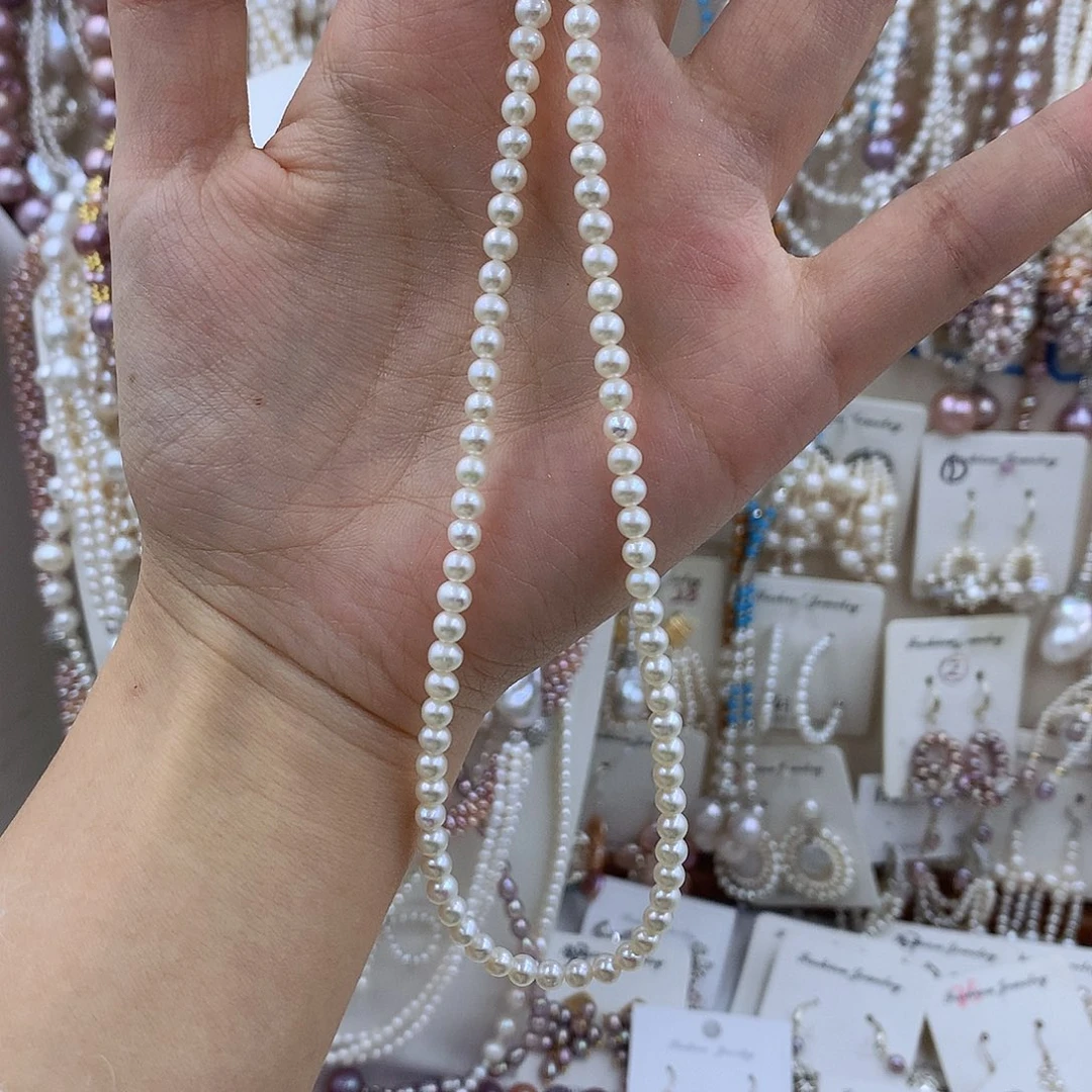 项链银S925镶嵌淡水珍珠