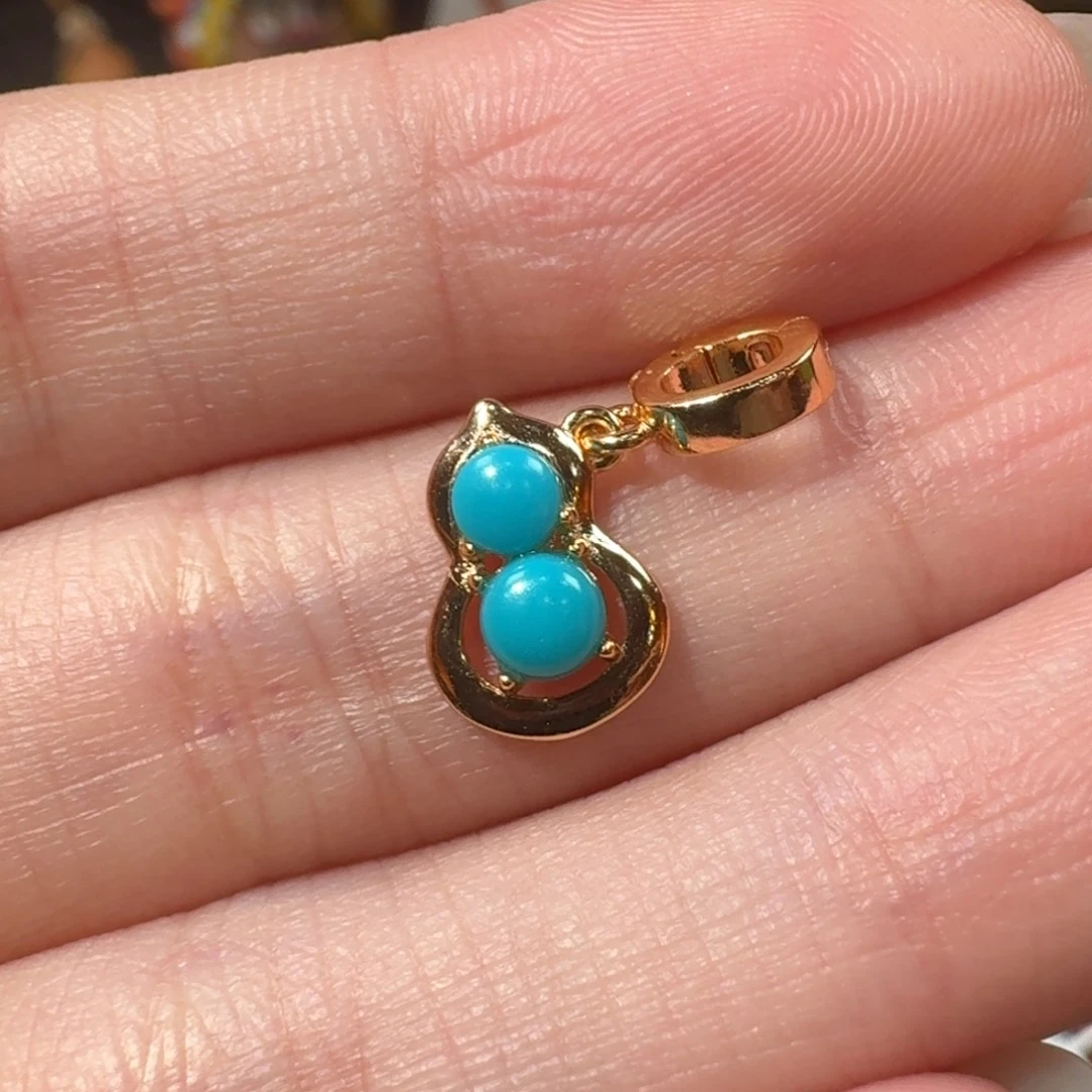 绿松石银S925镶嵌吊坠(不含链)葫芦