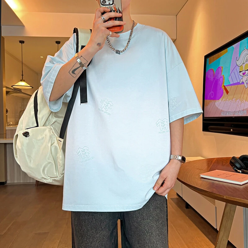 体恤衫舒适打底男t短袖上衣T恤新款百搭青少年潮流休闲冰