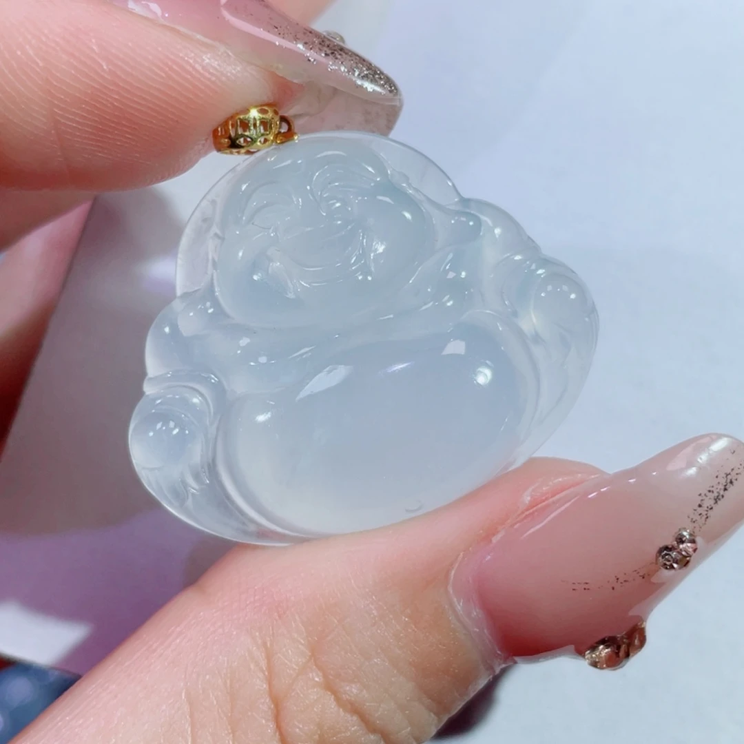 翡翠颈饰18K金镶嵌佛公