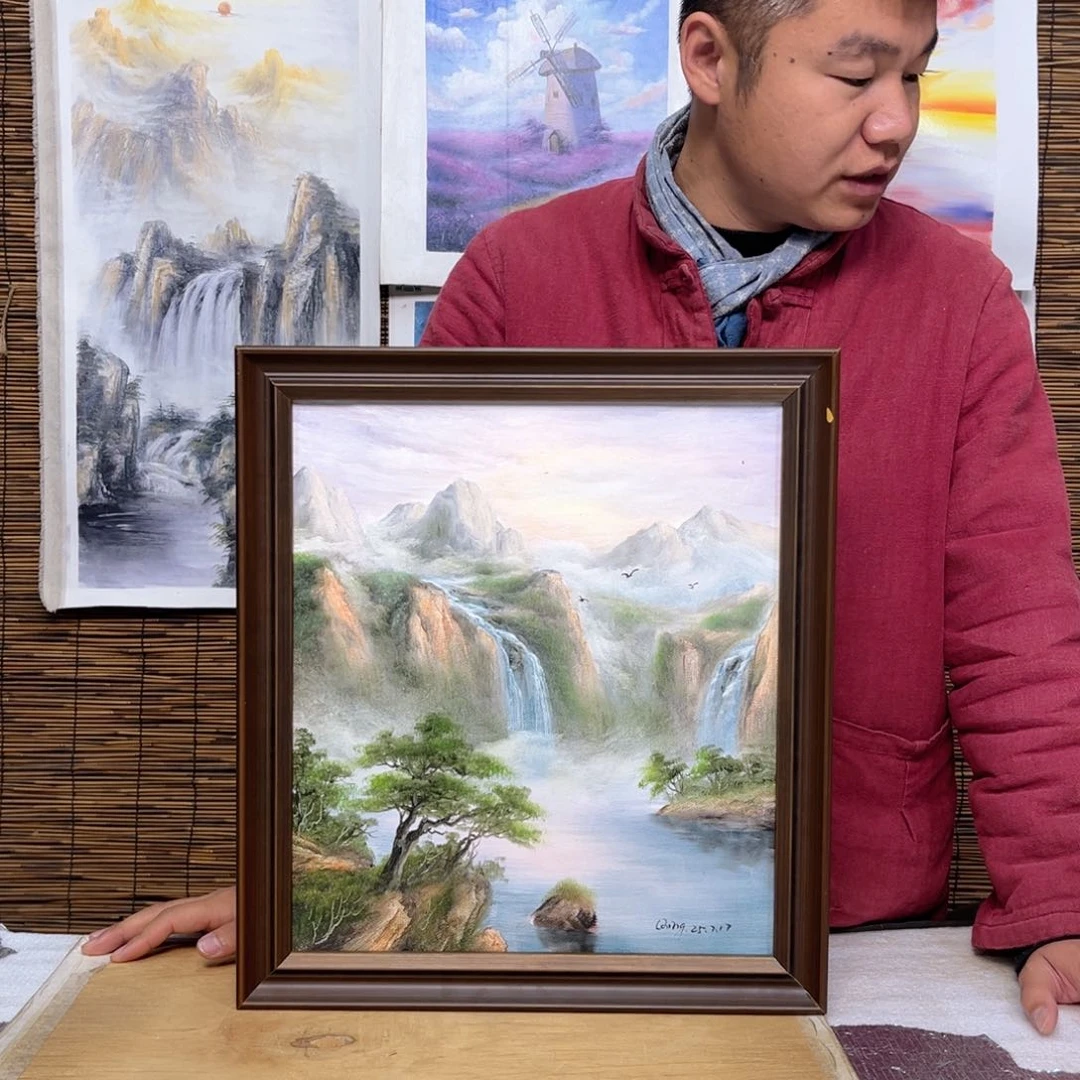 油画行路人小院绘画作品竞拍