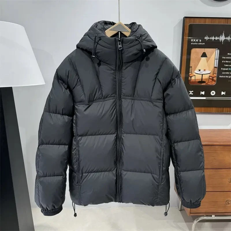 冬季90鸭绒泡芙羽绒服男士高充绒蓬松面包服加厚保暖连帽休闲外套