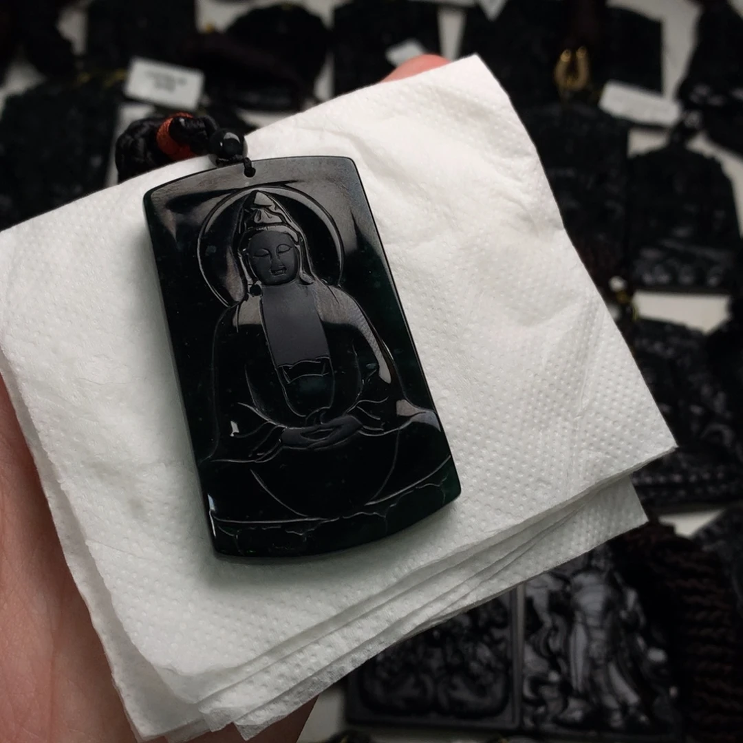 翡翠未镶嵌颈饰天然缅甸a货钢琴黑挂件