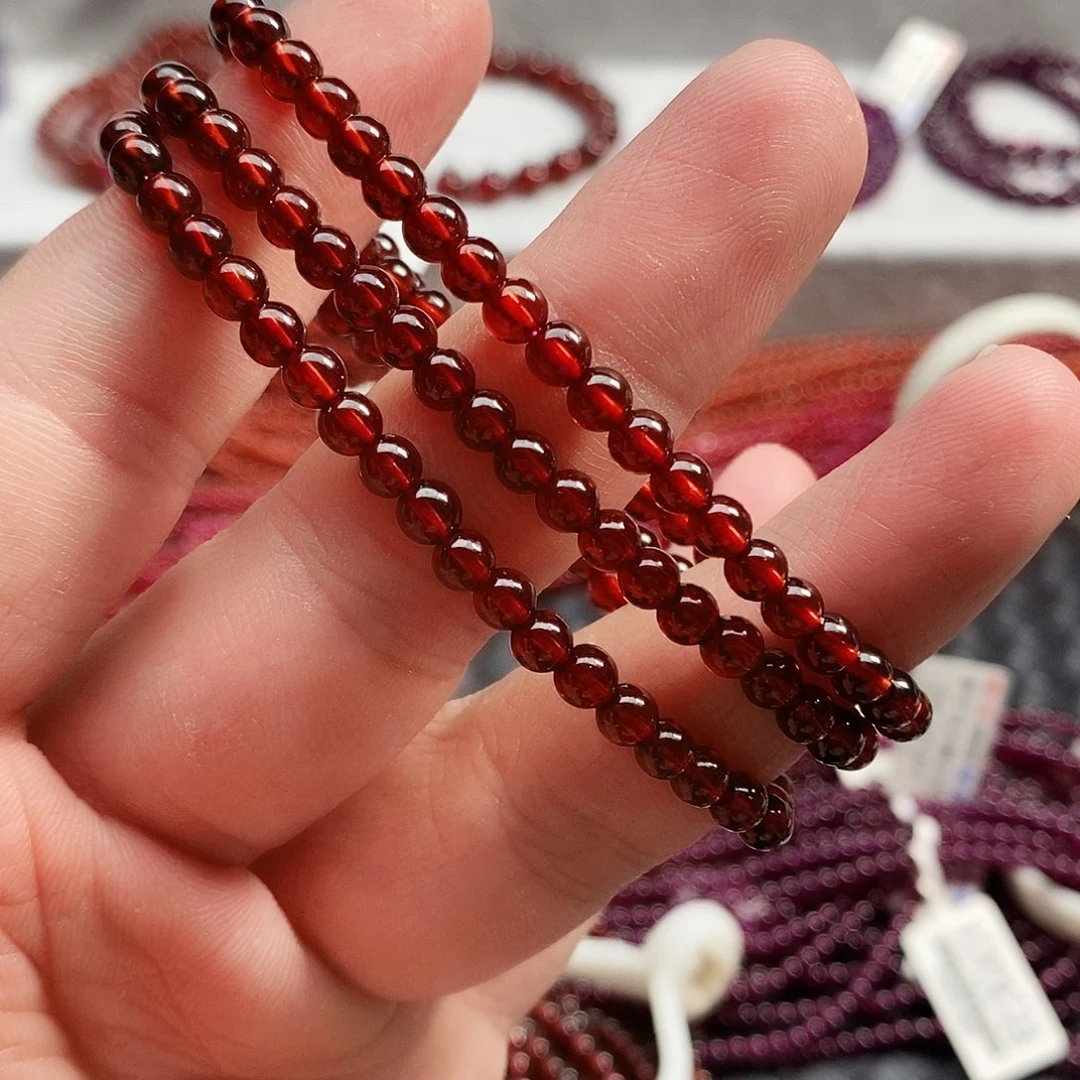石榴石手链未镶嵌4.6mm精品血泊红