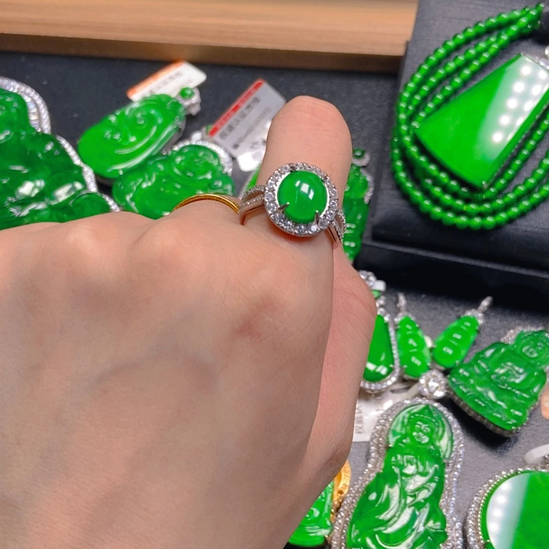 翡翠银S925镶嵌吊坠(不含链)