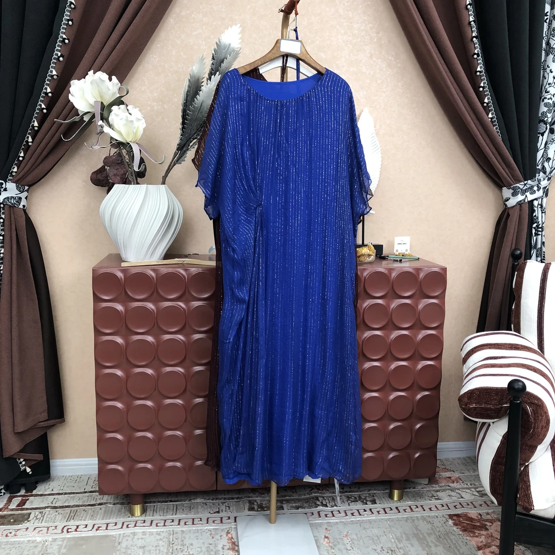 【A456】时尚新款民族风迪拜服饰简约夏季长款精致连衣裙