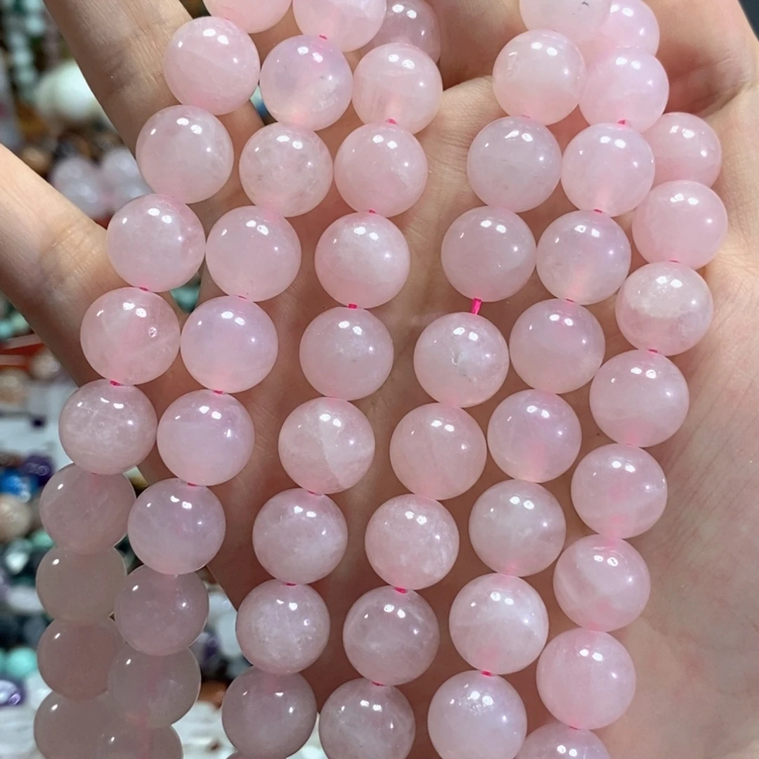 未镶嵌玛瑙/玉髓珠宝半成品粉晶一条卡12mm
