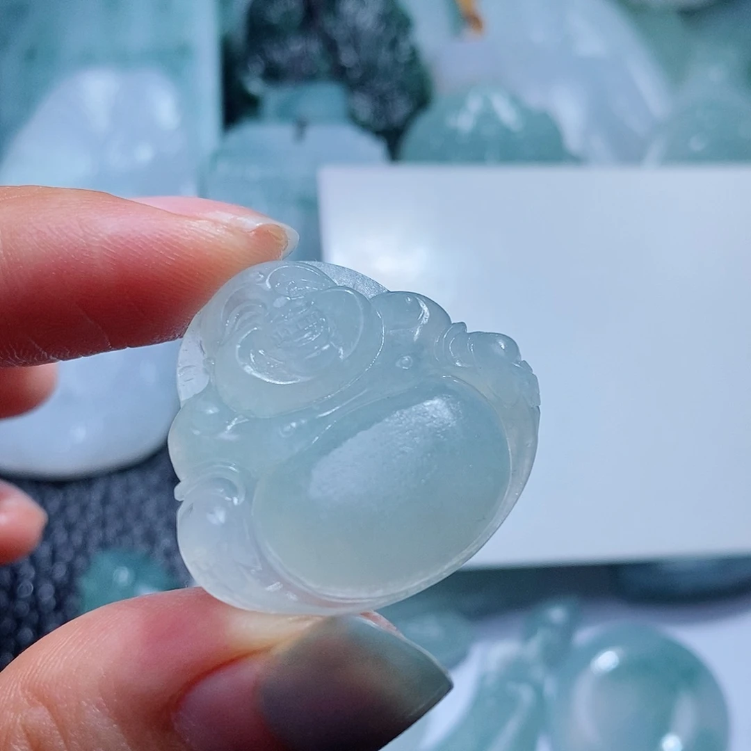 定制翡翠未镶嵌毛货付款后确认抛光