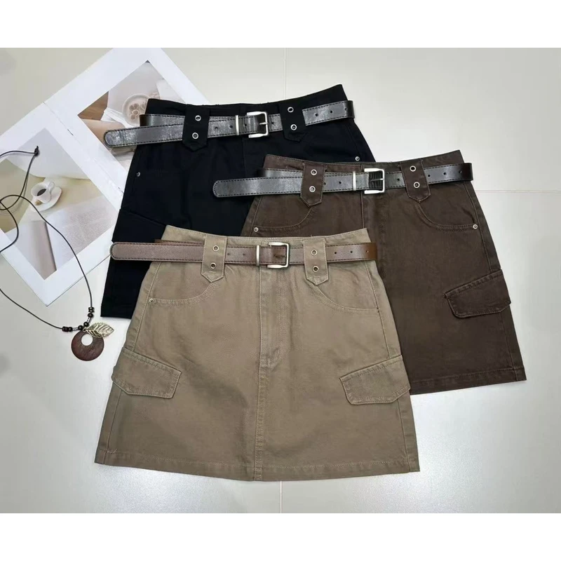 【锦衣服饰】TFYC 92262欧货百搭A字工装半身短裙