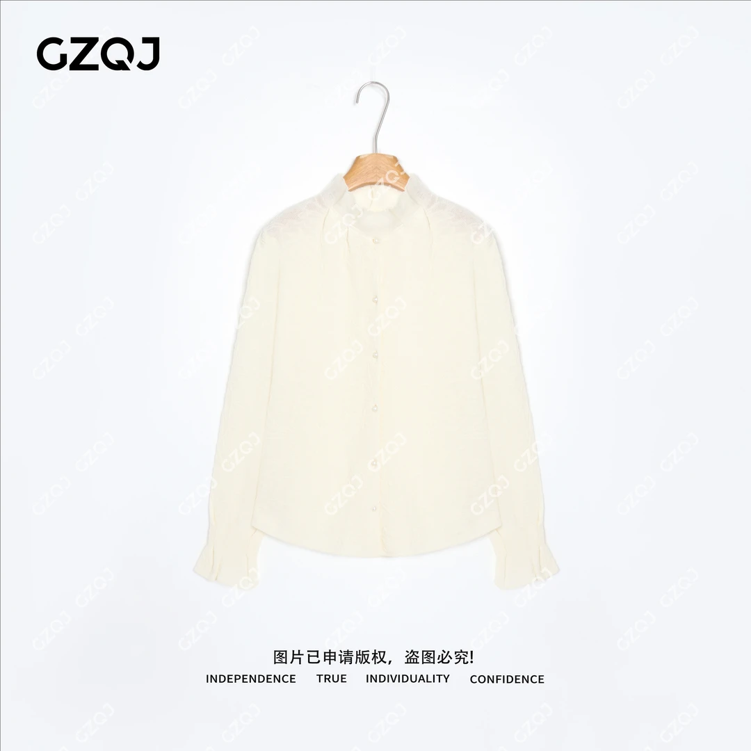 老琴私服【月桂织纹】100羊毛高级感毛衣衬衫针织衫女冬季新款3580