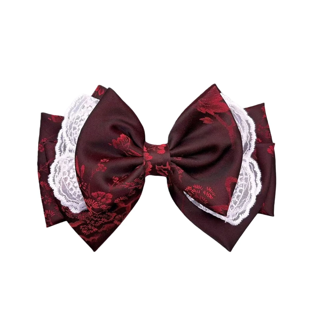 新中式丝绸缎面蝴蝶结后脑勺发夹女高级感日常搭配发饰新娘头饰