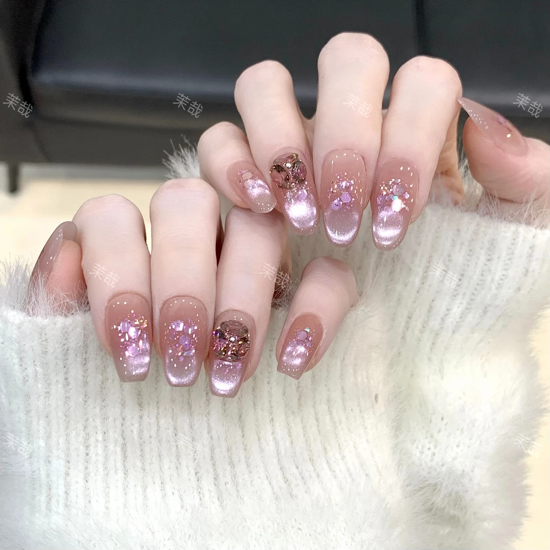 茉哉W现货【紫梦星河】纯手工定制拆卸穿戴甲A4426