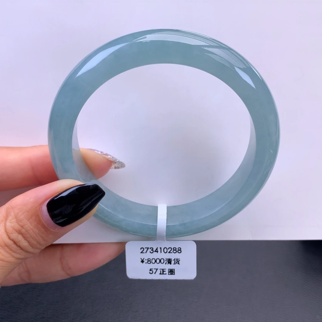 翡翠未镶嵌手镯回流）糯冰冰蓝水手镯