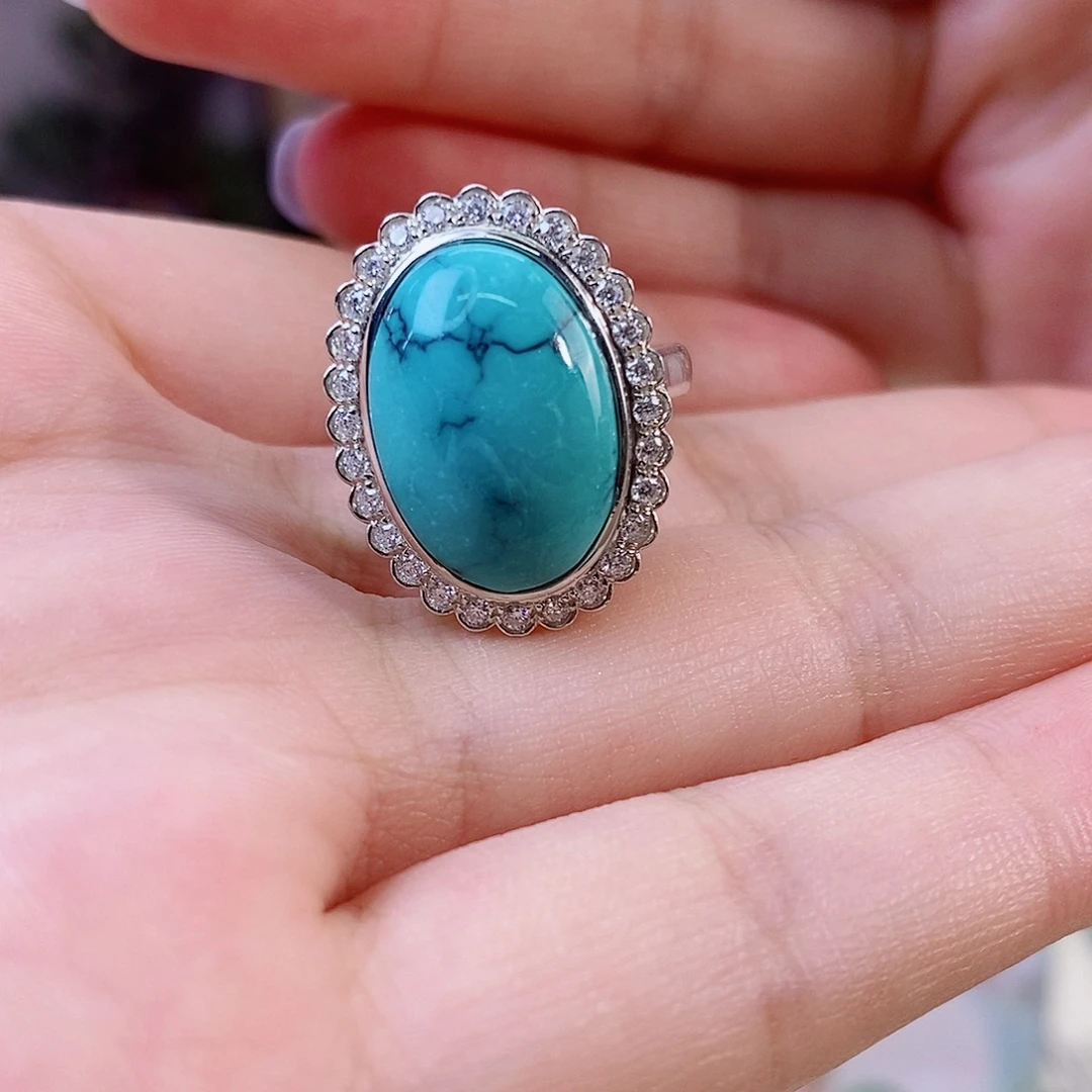 银S925镶嵌绿松石珠宝奇石