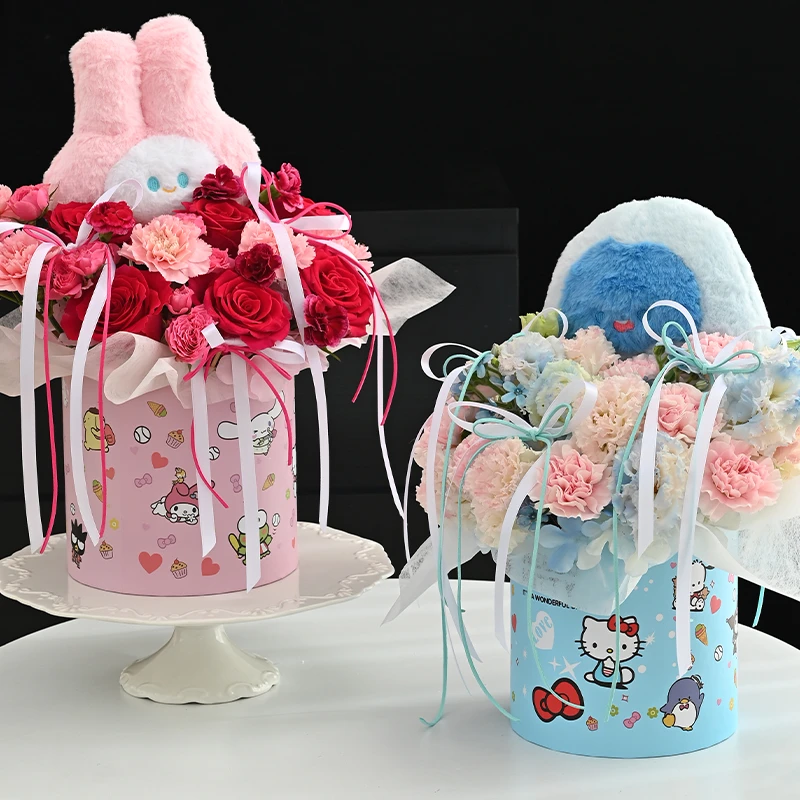 【流星雨】礼物零食桶卡通kt猫插花桶diy礼物抱抱桶花艺资材