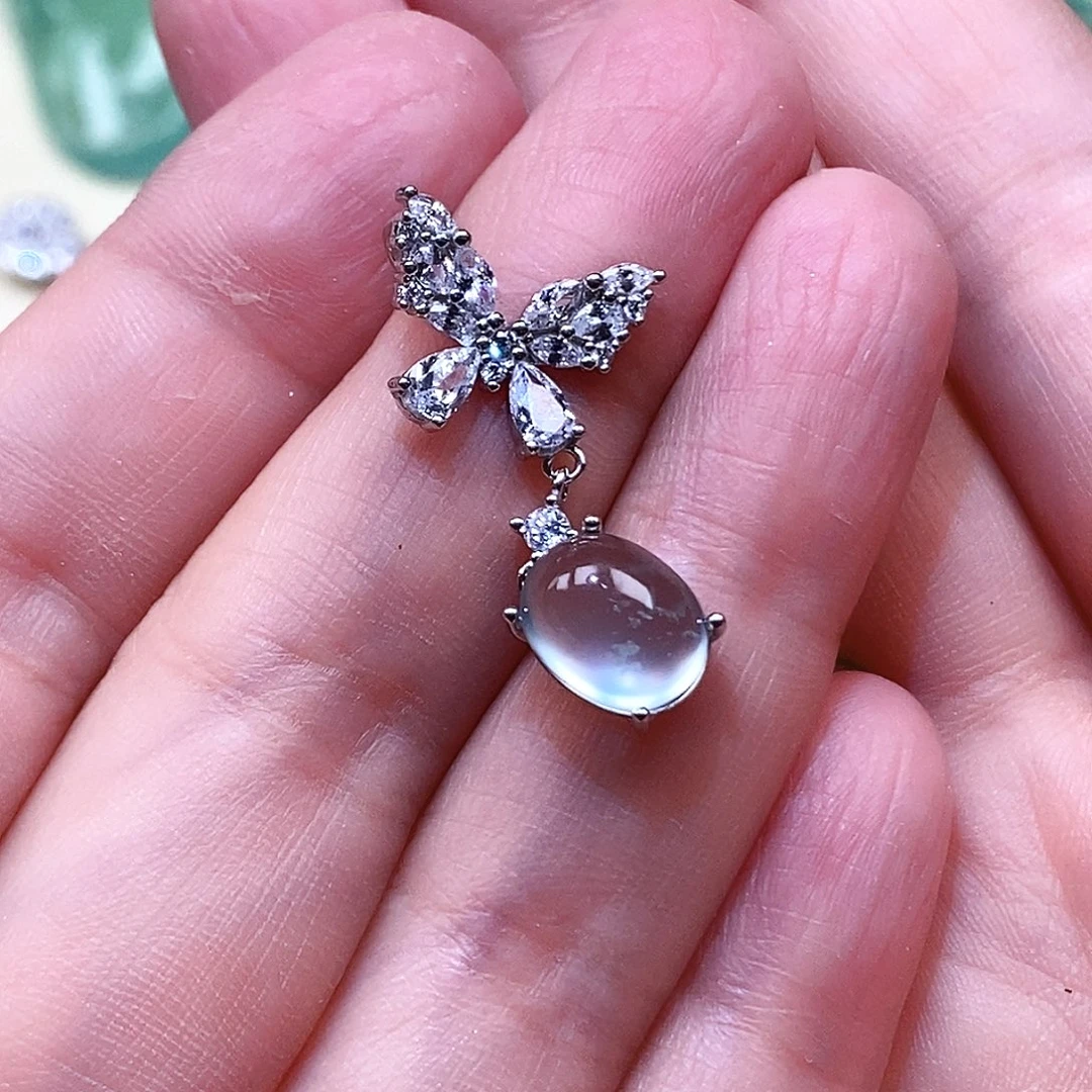 阿***莓蛇纹石玉银S925镶嵌吊坠