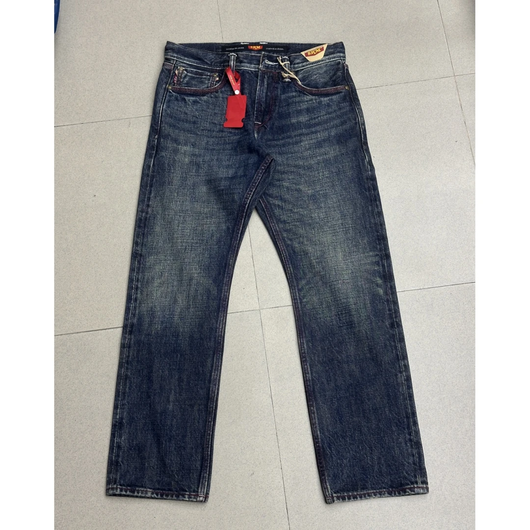 6528-19盎司重磅赤耳丹宁纯棉水洗秋冬款宽松直筒牛仔裤男501