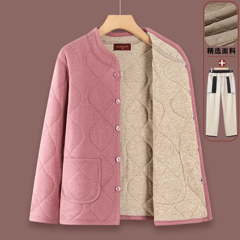 中老年人冬季保暖内衣外套女妈妈秋冬加厚打底保暖衣老人棉衣内胆