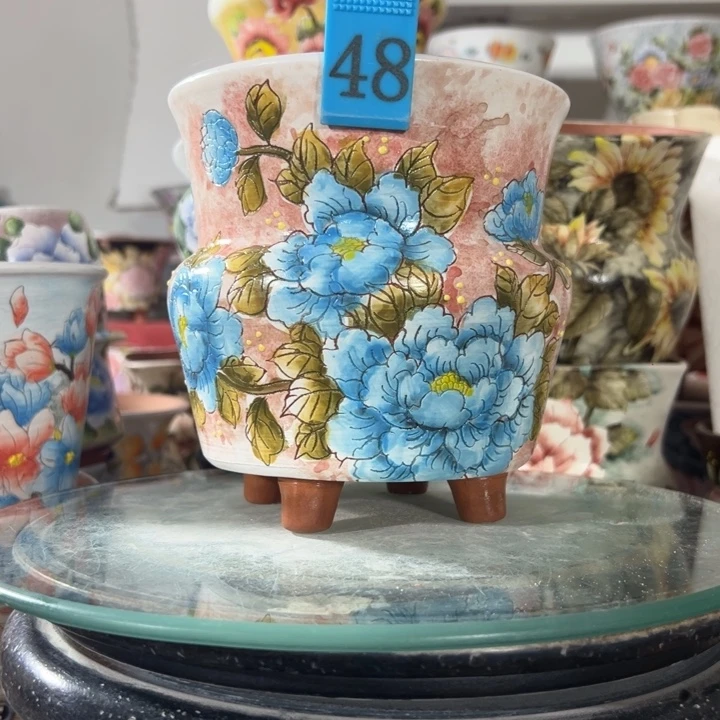 景德镇手绘花盆满38包邮偏远地区除外