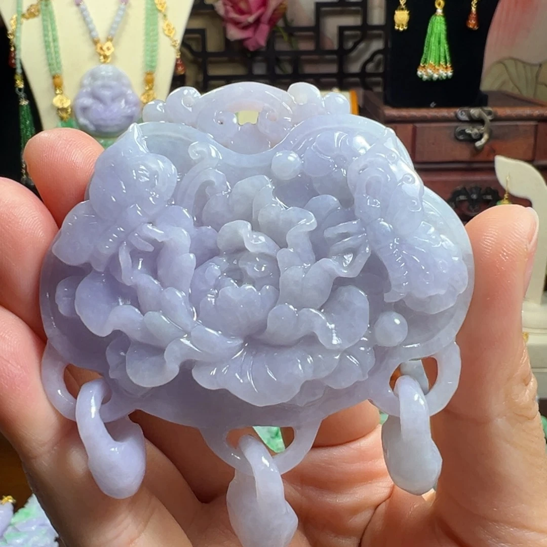 翡翠未镶嵌毛衣链紫锁