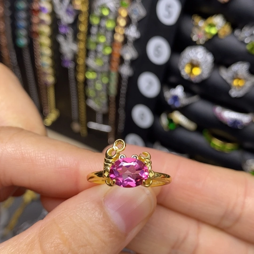 托帕石戒指银S925镶嵌