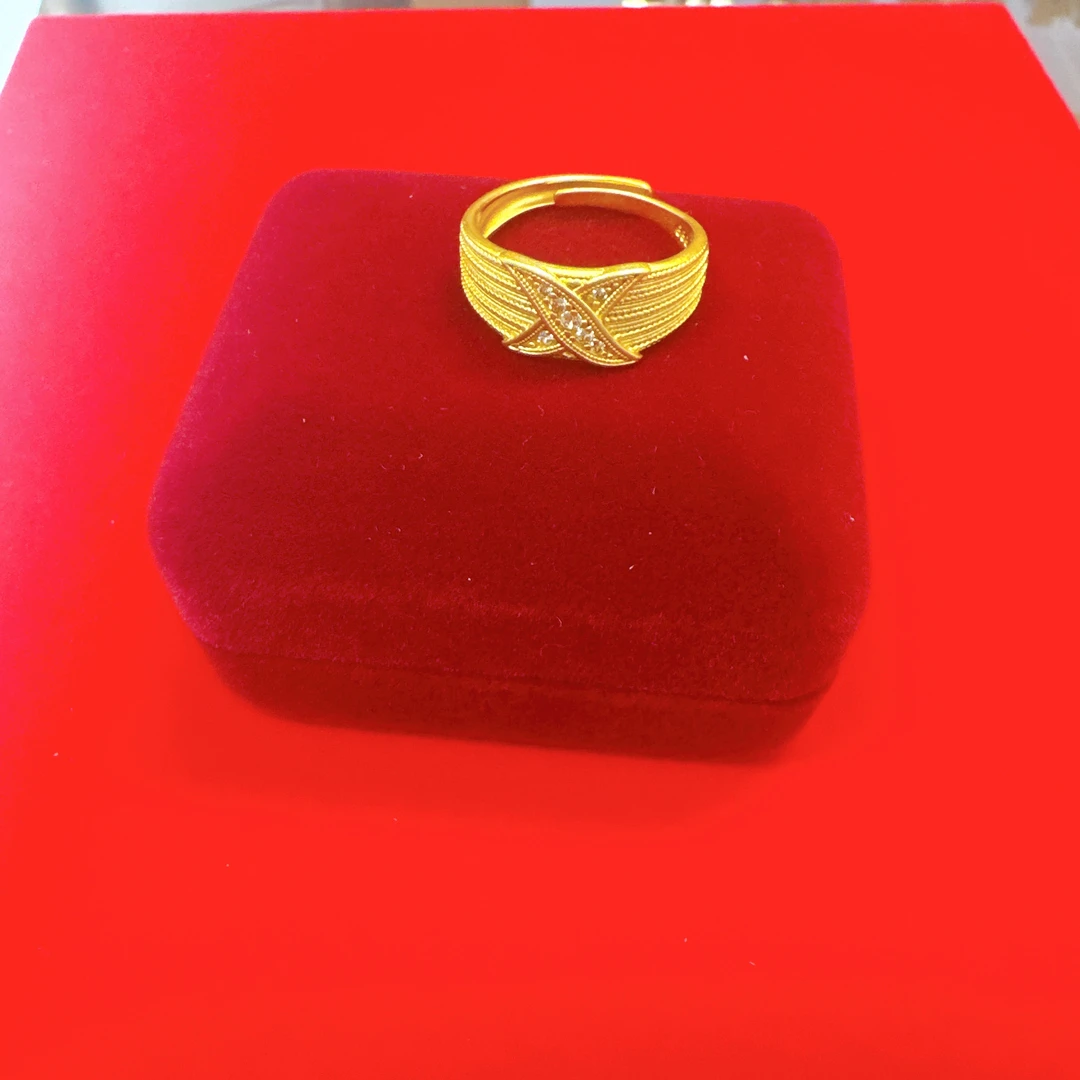 铜合金莫桑石戒指 福来岛戒指交叉莫桑石戒指小版复古通勤时尚D4