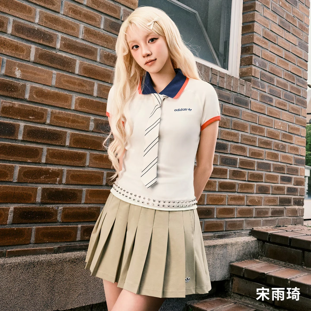 Adidas阿迪达斯三叶草宋雨琦同款女子运动修身短袖POLO衫KF9611