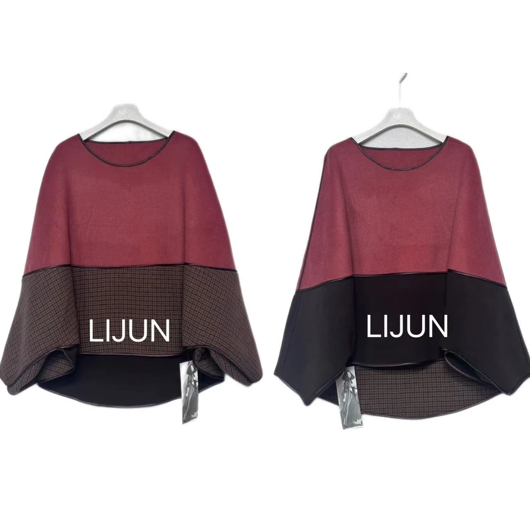 篱君1040秋冬新款加厚拼色双面穿时尚轻奢款气质上衣