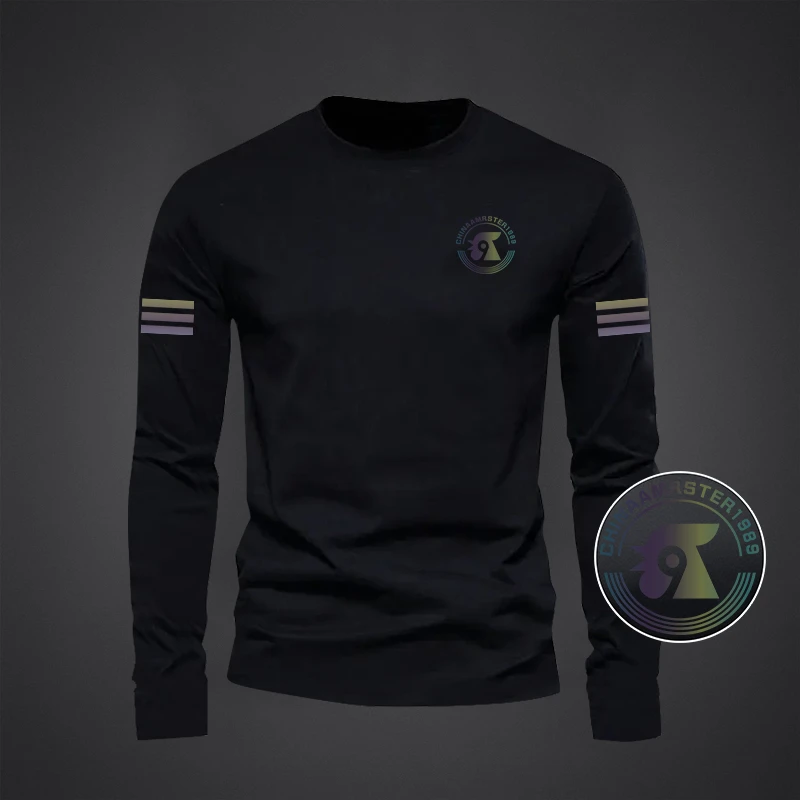 罗乐公鸡长袖男士T恤新款潮流印花圆领春秋休闲打底大码修身上衣