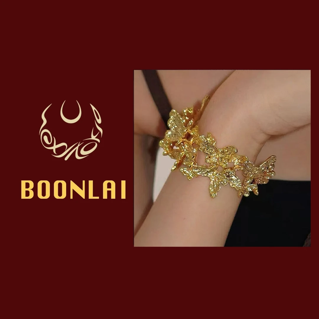铜合金手镯 【满七免一】Boonlai金属褶皱蝴蝶夸张手镯1800