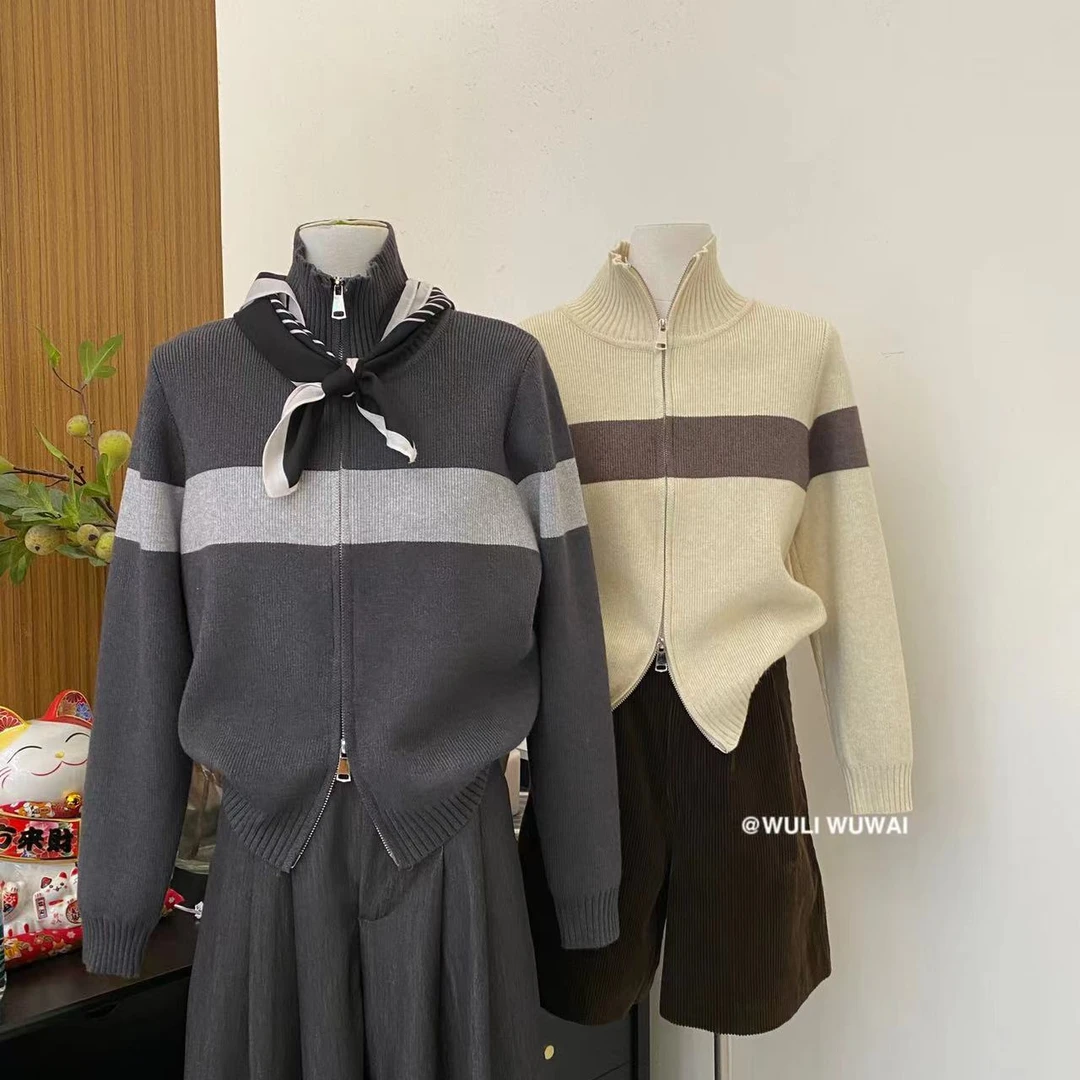 【NO退NO换】鑫燃KIKI 小众百搭撞色双头拉链设计显瘦外套 69035 WU