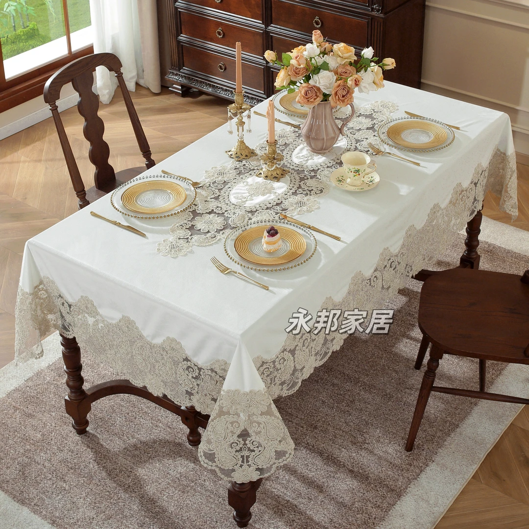 新疆桌布欧式风民族风餐桌布台布高端豪华蕾丝边乌鲁木齐发货2503