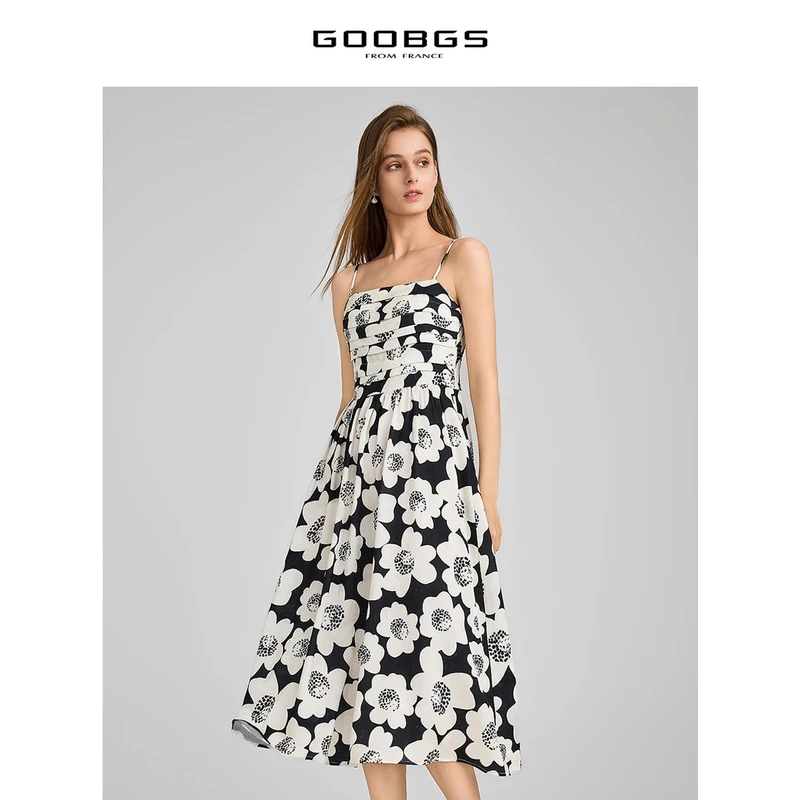 【谷邦L+】谷邦GOOBGS 印花雪纺吊带连衣裙 G4243235-6