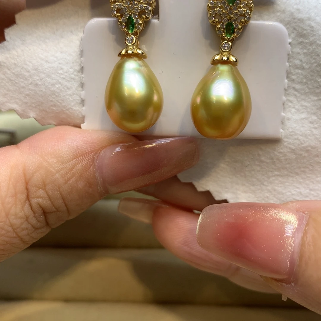 银S925镶嵌耳饰海水珍珠