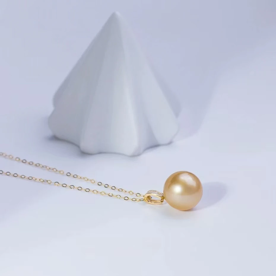 吊坠925银 【飛梵】12-13mm金色极强光微瑕经典镶钻瓜子扣吊坠002