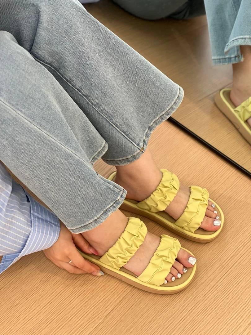 一字拖鞋小皮匠915-95夏季甜美风一字拖韩版休闲沙滩鞋情侣