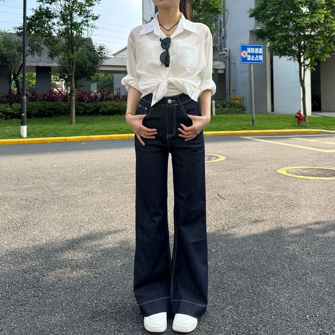 【清货】直筒宽松牛仔裤女小个子夏薄款显瘦微喇牛仔裤夏季