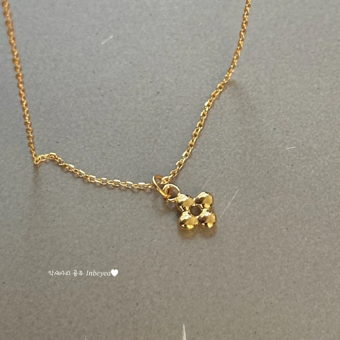 坠链均925银 花朵项链 金色40+5cm 10772