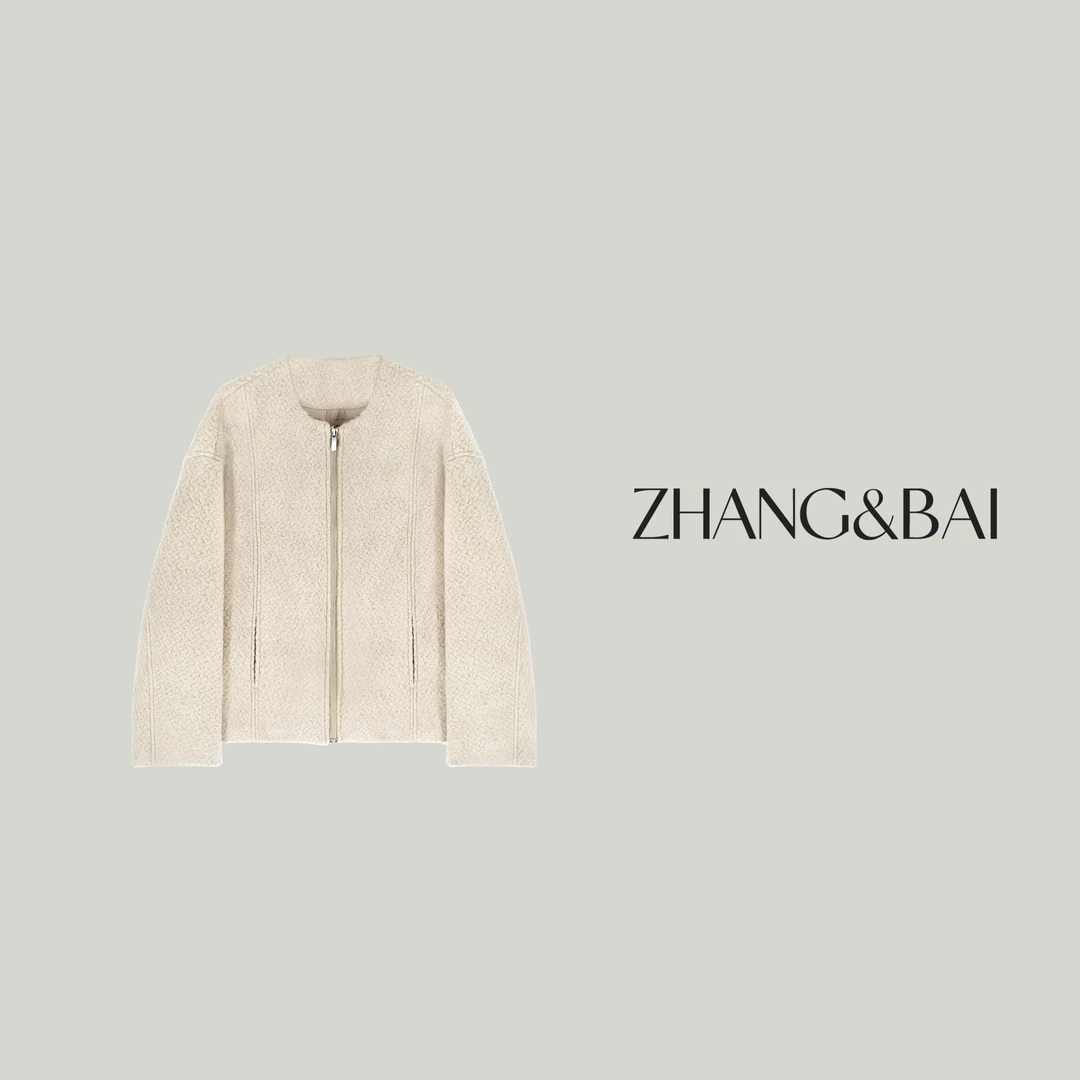 zhang&bai24AW定制 | 【暮见白梨】老钱风圆领短款拉链外套加厚保暖