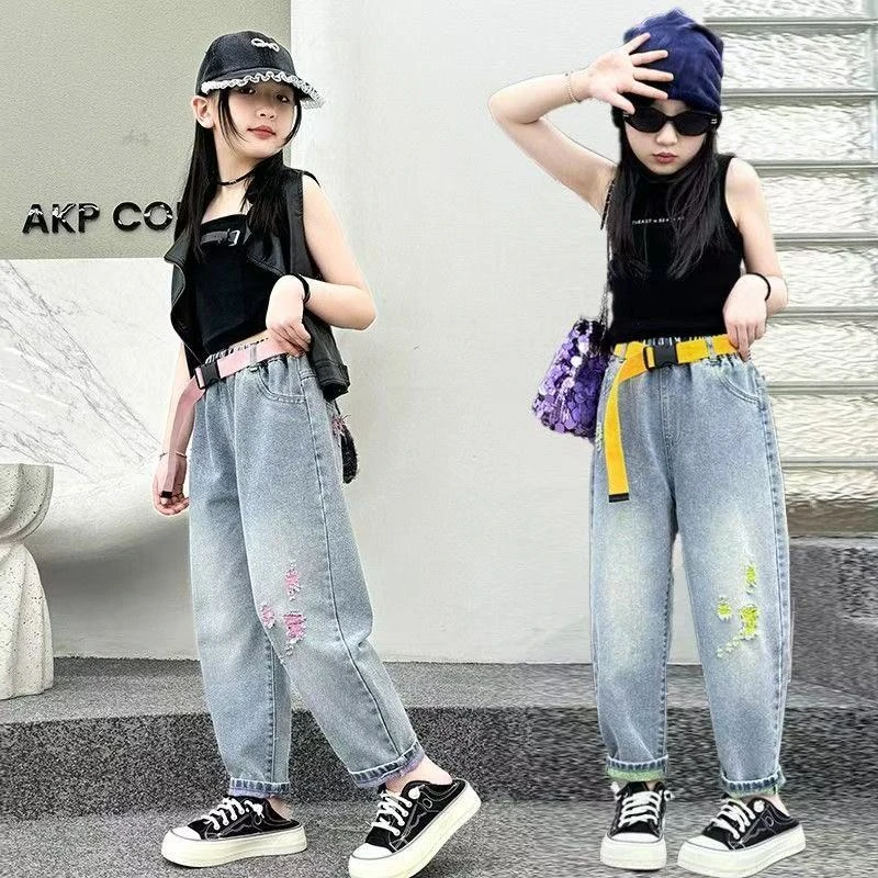 儿童休闲牛仔裤2024新款中小童夏装韩版中性儿童装爆款裤子春秋款