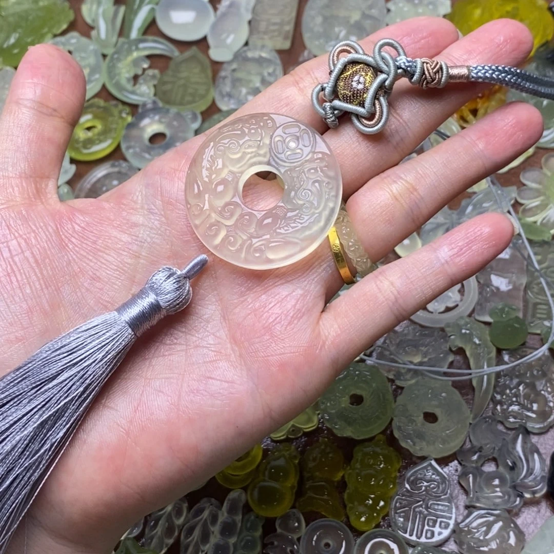 蛇纹石玉合金项链