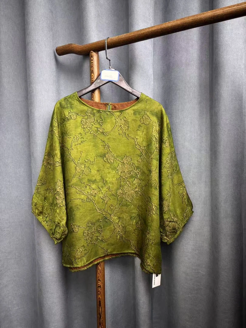 2025夏季新款简约休闲百搭桑蚕丝香云纱上衣H2165